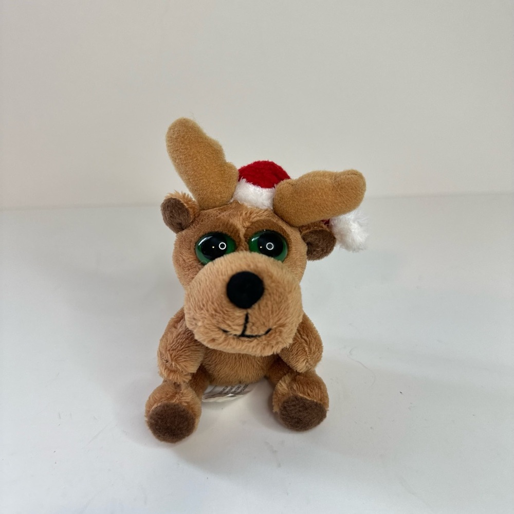 Russ Berrie Festive Reindeer Plush with Red Hat